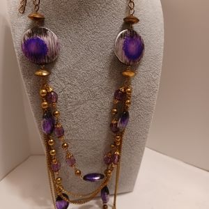 Purple muli materials Fashion Necklace